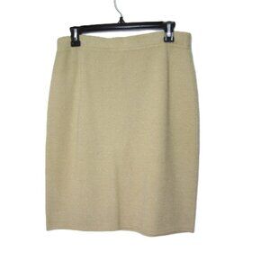 Escada Womens Size 40 US 10 Gold Wool Silk Blend Pencil Straight Skirt Metallic